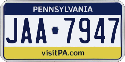 PA license plate JAA7947