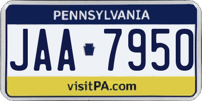 PA license plate JAA7950