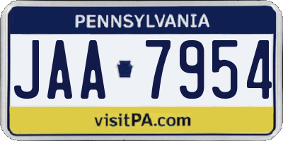 PA license plate JAA7954