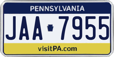 PA license plate JAA7955