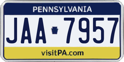 PA license plate JAA7957