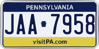 PA license plate JAA7958