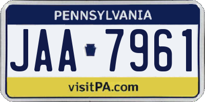 PA license plate JAA7961