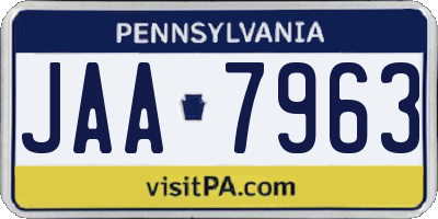 PA license plate JAA7963