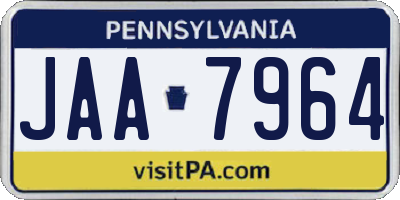 PA license plate JAA7964