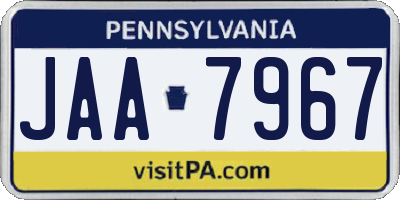 PA license plate JAA7967