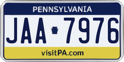 PA license plate JAA7976