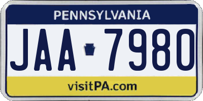 PA license plate JAA7980