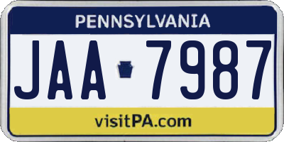 PA license plate JAA7987