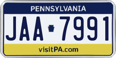 PA license plate JAA7991