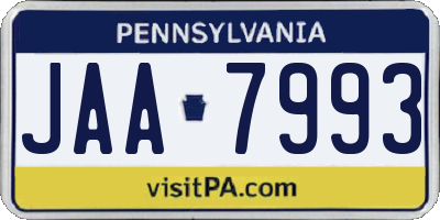 PA license plate JAA7993