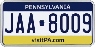 PA license plate JAA8009