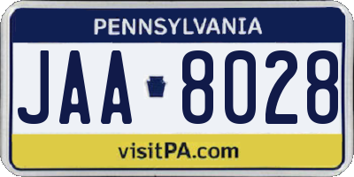 PA license plate JAA8028