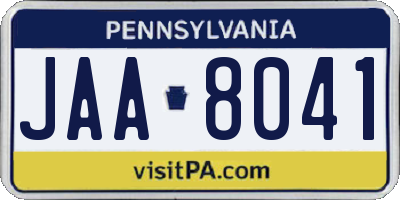 PA license plate JAA8041