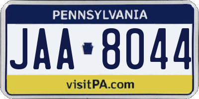 PA license plate JAA8044