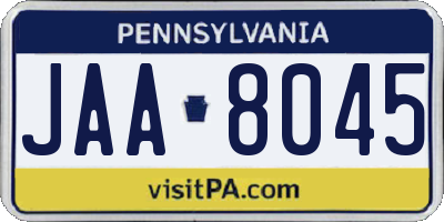 PA license plate JAA8045