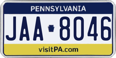 PA license plate JAA8046