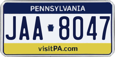 PA license plate JAA8047