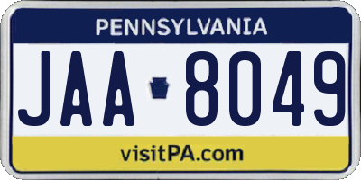 PA license plate JAA8049