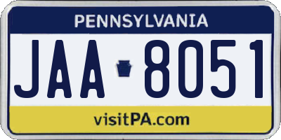 PA license plate JAA8051