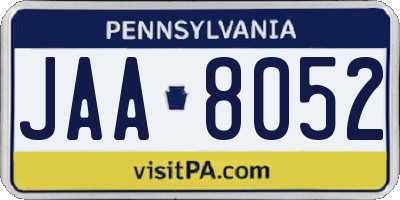 PA license plate JAA8052