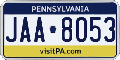 PA license plate JAA8053