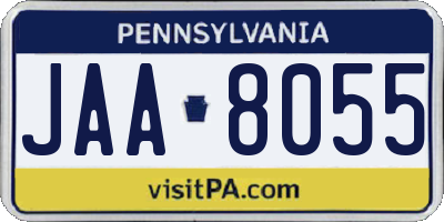 PA license plate JAA8055