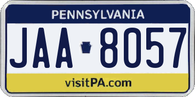 PA license plate JAA8057