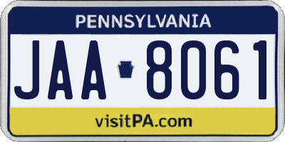 PA license plate JAA8061