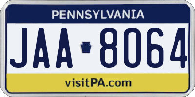 PA license plate JAA8064