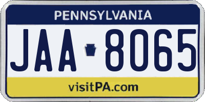 PA license plate JAA8065