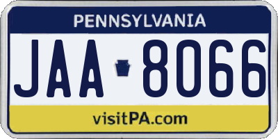 PA license plate JAA8066