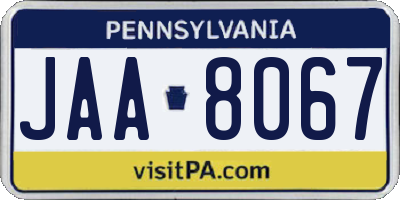 PA license plate JAA8067