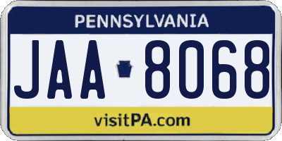 PA license plate JAA8068