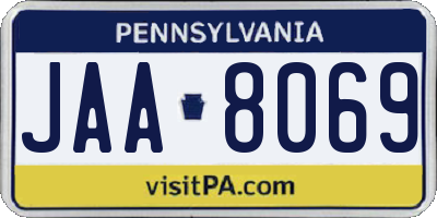 PA license plate JAA8069