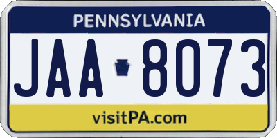 PA license plate JAA8073