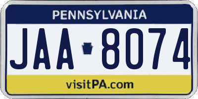 PA license plate JAA8074