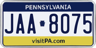 PA license plate JAA8075