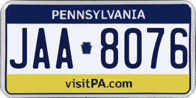 PA license plate JAA8076