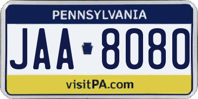 PA license plate JAA8080