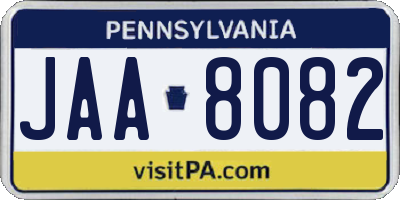 PA license plate JAA8082