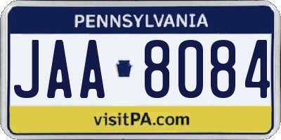 PA license plate JAA8084