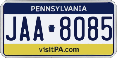 PA license plate JAA8085