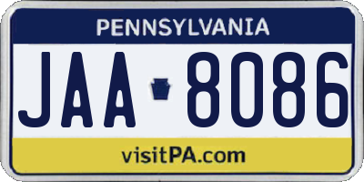 PA license plate JAA8086