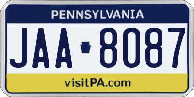 PA license plate JAA8087