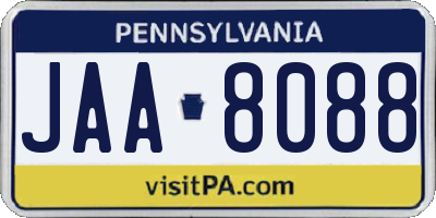 PA license plate JAA8088