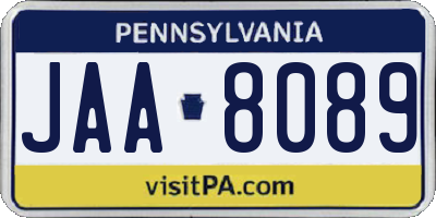 PA license plate JAA8089