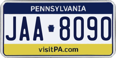 PA license plate JAA8090