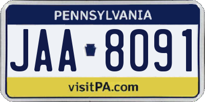 PA license plate JAA8091