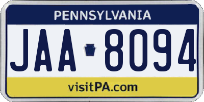 PA license plate JAA8094